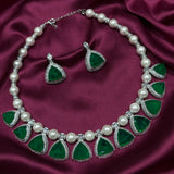 Emerald Diamond and Pearl Neclace