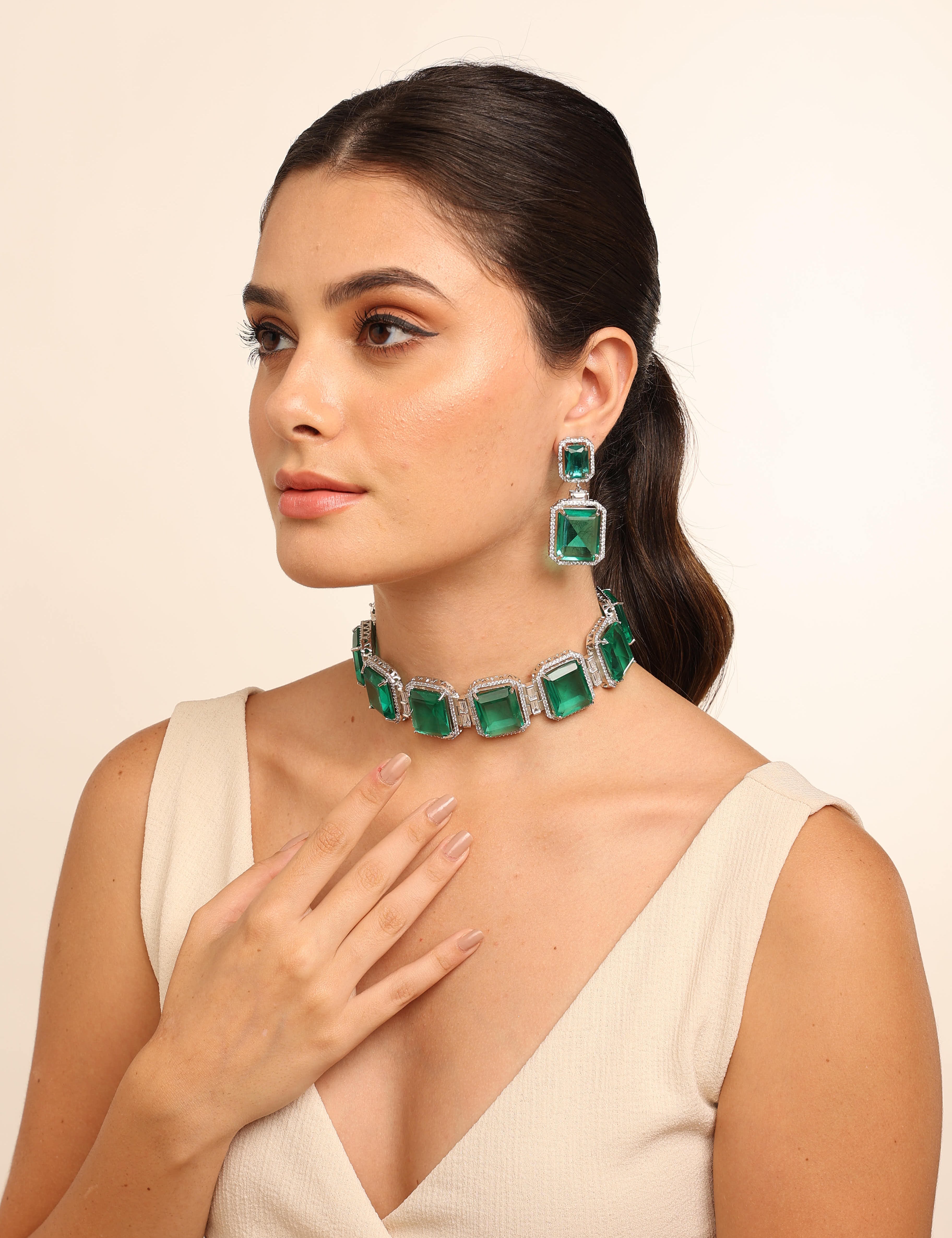 Green Emerald Choker Set – Mirage Jewels